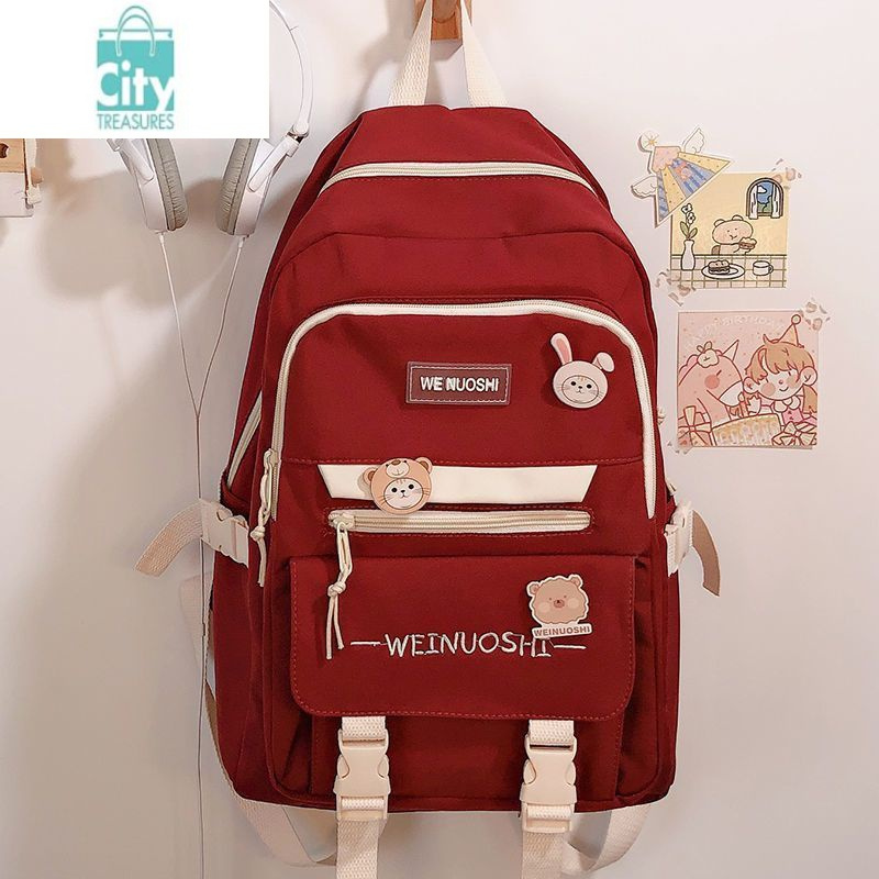 bangdou初一书包女孩韩系高中女深色初中生耐脏超大容量包初中女生高