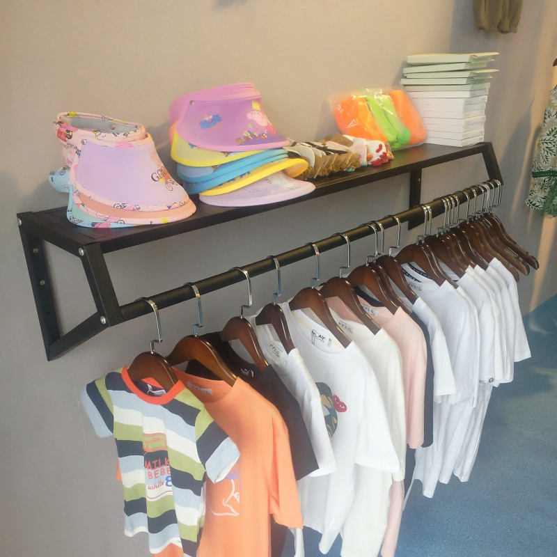 铁艺女装童装服装店衣架展示架闪电客上墙货架侧挂壁挂衣服架子u型挂
