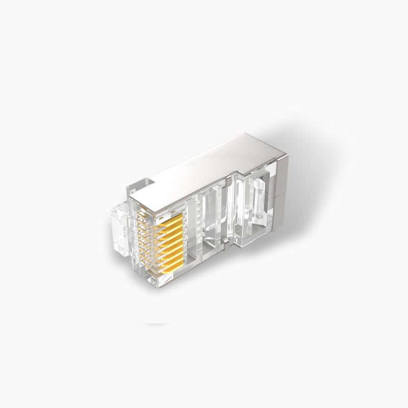 理念 超五类RJ45屏蔽网络水晶头 8P8C三叉式 网络水晶头 电脑网线接头 100个/盒