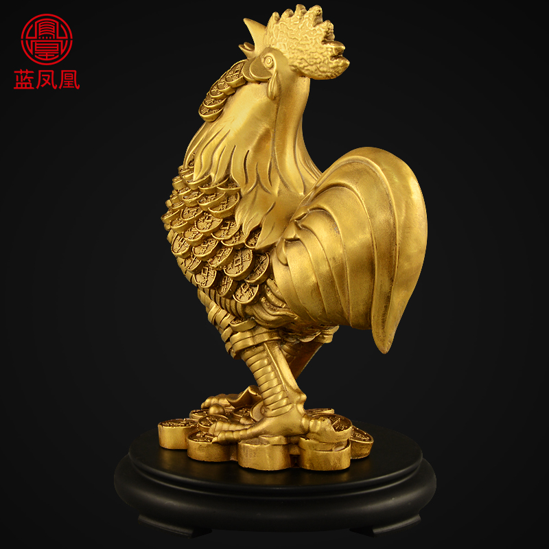 家柏饰(CORATED)铜鸡摆件 铜公鸡大号生肖鸡金钱母鸡卧室客厅 7号铜金钱公鸡+赠底座高清大图