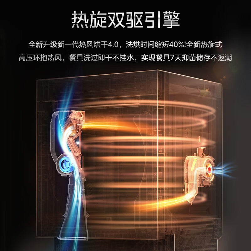 美的(Midea)15套家用嵌入式全自动晶焰洗碗机S66热旋双擎 四星消毒除菌 长效鲜存 变频电机智能洗碗机