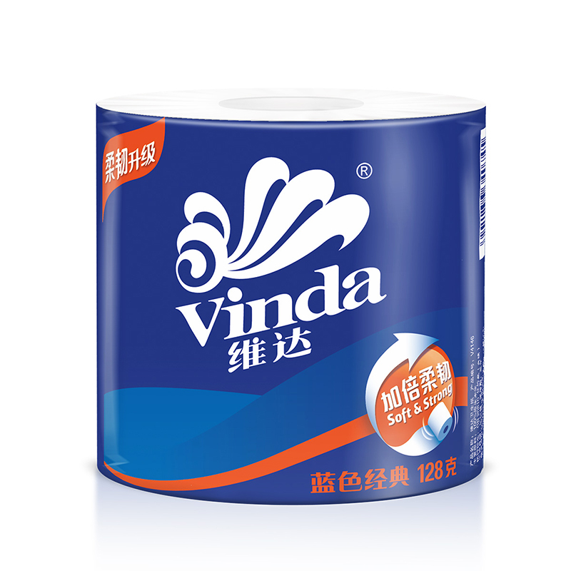 维达(Vinda) 卷纸 蓝色经典三层128g*12卷卫生纸 有芯卷筒纸巾(新旧包装交替发货)