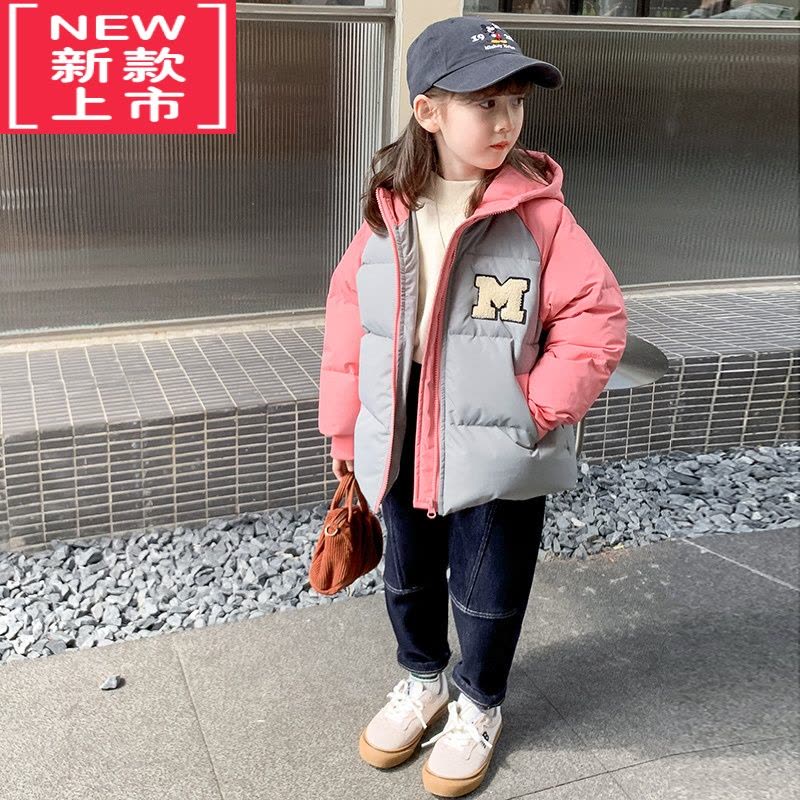 可莉允女童棉服冬装2022新款洋气儿童冬季棉衣加厚外套小女孩连帽面包服图片
