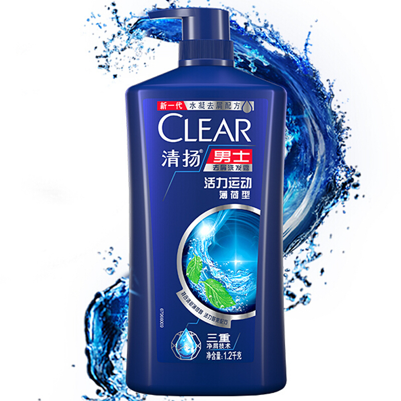 清扬(CLEAR) 男士去屑洗发水 活力运动型1.2kg