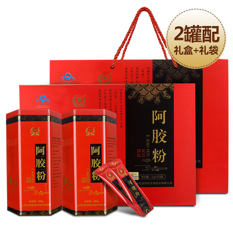 JIAO CHENG胶城阿胶 阿胶粉 山东东阿县阿胶原粉即食速溶粉5g×50袋 250g/盒 罐装