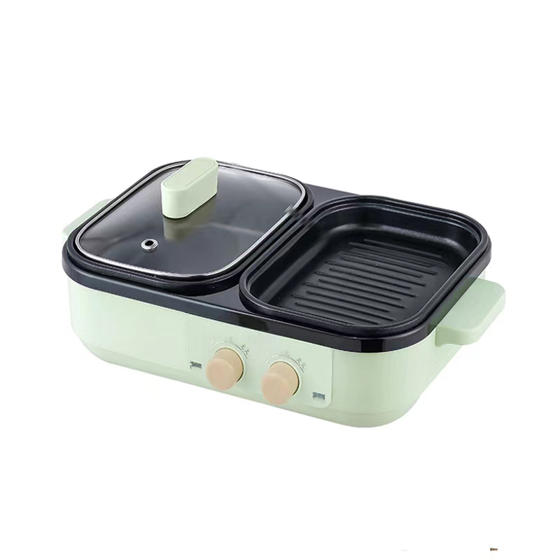 丽特斐 家用煎烤涮一体锅烤肉不粘家用多功能料理锅DYG-07(绿色)
