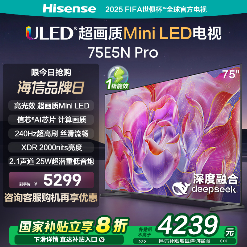 海信电视75E5N Pro 75英寸 Mini LED电视机液晶家用 家电补贴换新高清大图