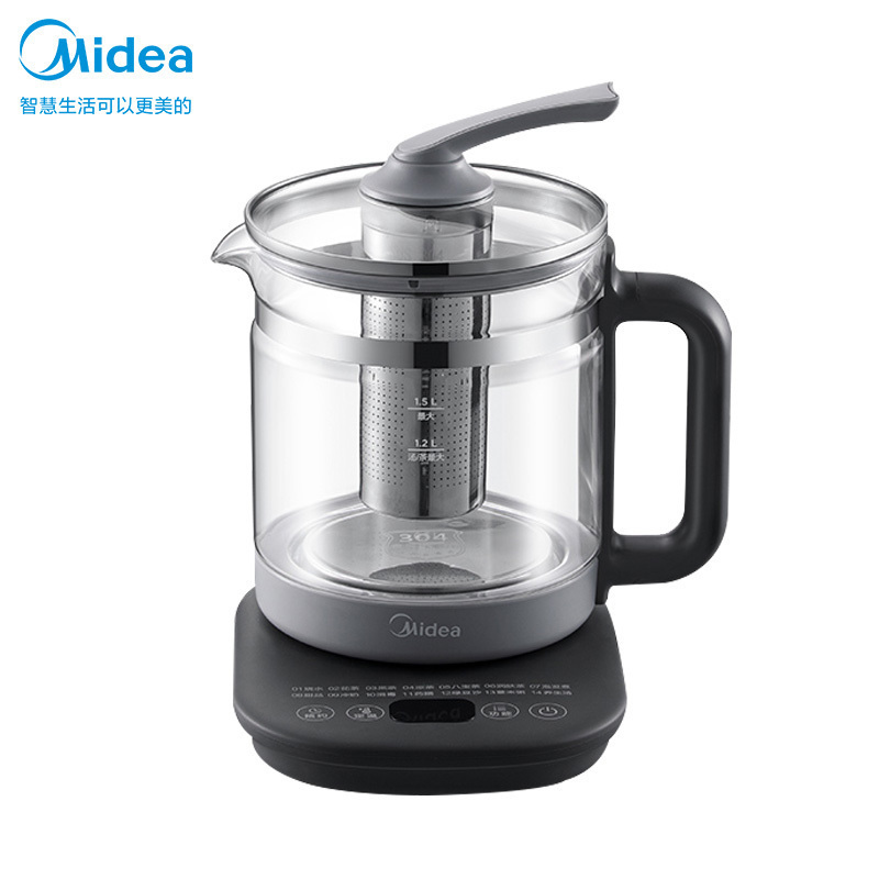 美的(Midea) 办公室烧水壶 玻璃电水壶煮茶器 智能预约保温养生壶大容量1.5L煮茶器 YSNC1506B/C
