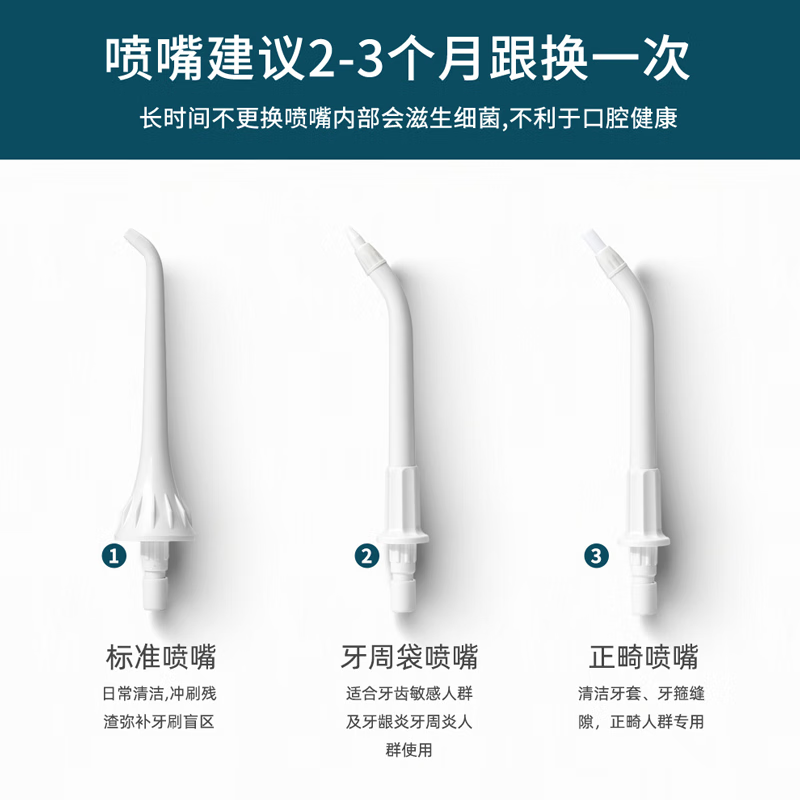 拜尔便携充电式冲牙器水牙线M4(300毫升大水箱x4个喷嘴)高清大图