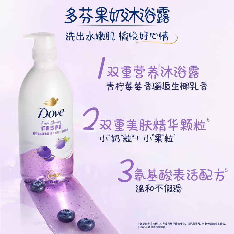 多芬果奶沐浴露补水保湿滋润氨基酸沐浴乳官方正品-青柠蓝莓生椰乳菌 620g高清大图
