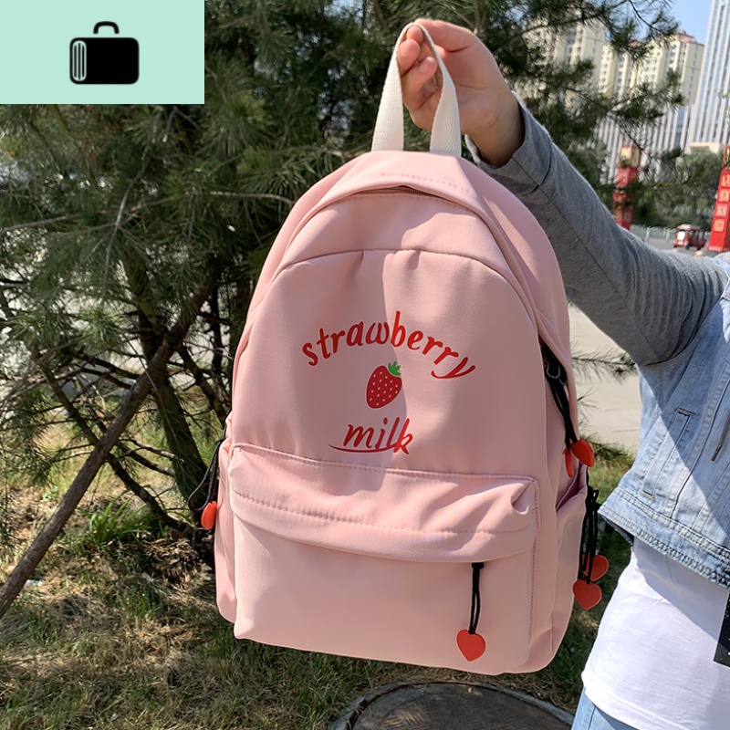 可爱书包女小清新双肩包小学生初中生背包桃心防水轻便ins超火的NEW LAKE高清大图