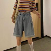 2021年春夏季新款薄款黑灰色高腰破洞宽松直筒牛仔裤女拖地裤子 028浅蓝高质量收藏关注店铺送小礼物 S