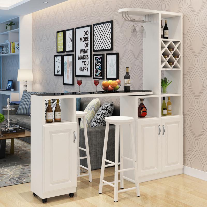 简约现代欧式家用吧台桌 酒柜 玄关隔断间厅柜靠墙 旋转小吧台 尊贵实木多层暖白色【欧式门】组装框架结构