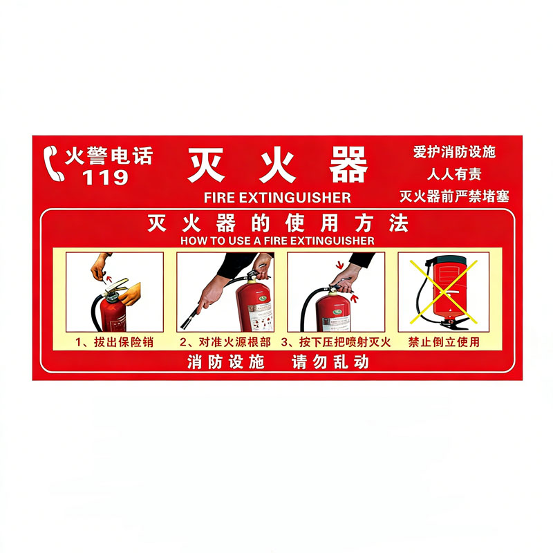 晨以橙 灭火器使用方法标识牌 30*15cm 张高清大图