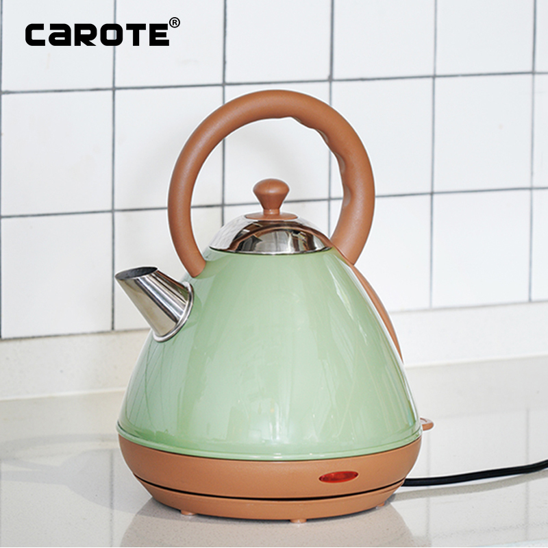 卡罗特(CaROTE) 304不锈钢电热水壶家用暖壶热水瓶暖瓶1.7L 水瓶保温瓶欧式咖啡壶 橄榄绿