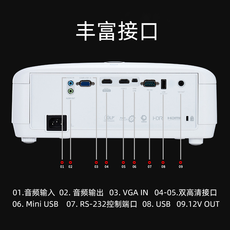 优派PX727-4K投影仪手机家用办公培训超高清4k影院卧室投墙上看电影wifi无线1080p可连电脑投影机