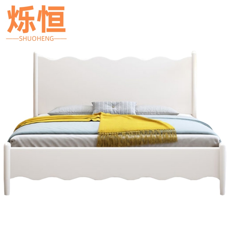 烁恒实木床白色高清大图