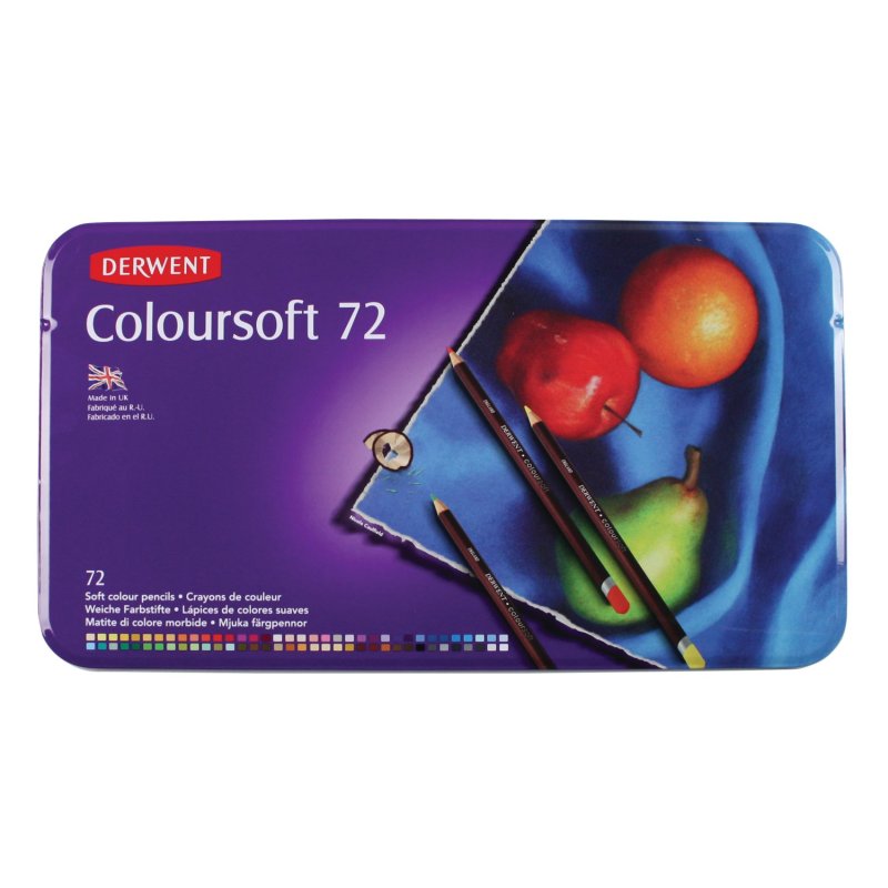 DERWENT Coloursoft 72 英国进口得韵 72 色软彩铅铁盒套装 柔软丝滑,色彩鲜明