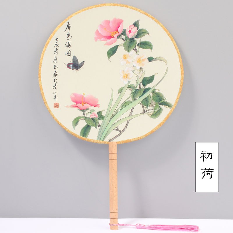 古风团扇装饰汉服古典女式圆形扇子闪电客蒲扇宫廷扇道具舞蹈配饰古装