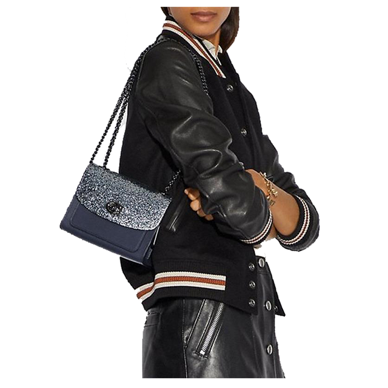 COACH蔻驰 Parker 18系列 女士链条斜挎包单肩包 女包 亮片拼接高清大图