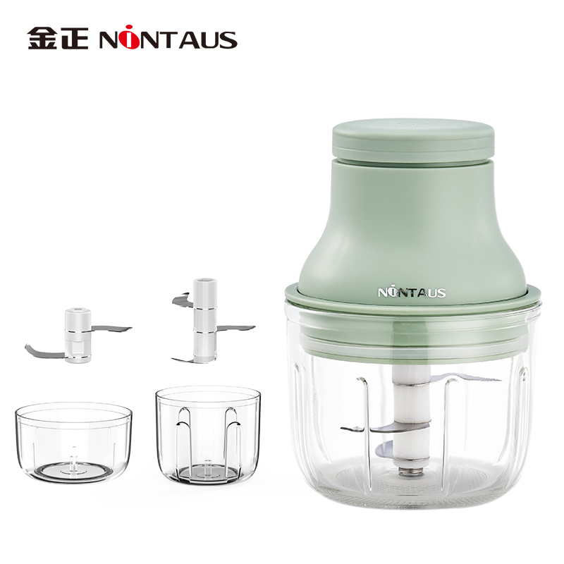 金正(NiNTAUS)迷你蒜蓉机无线电动多功能压蒜器捣蒜器绞肉机蒜泥神器机迷你搅碎机婴儿辅食机SR22绿色玻璃碗双杯双刀
