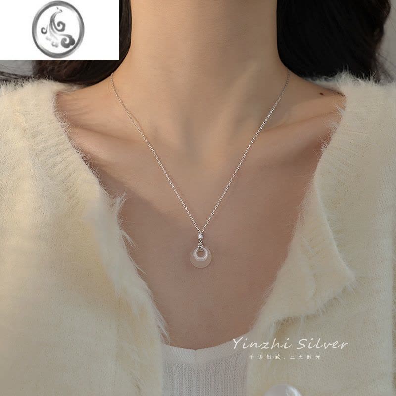 JiMiS925银饰平安扣项链女2023新款小众高级感轻奢锁骨链吊坠礼物图片