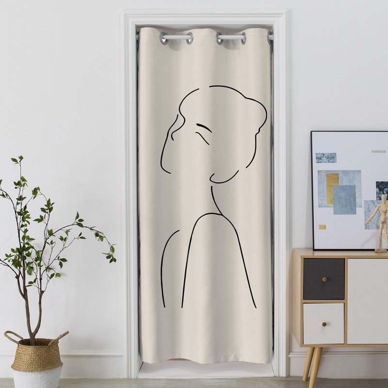 添福运 门帘隔断帘免打孔家用卧室卫生间厨房柜子遮挡布帘子北欧风门帘布艺遮挡窗帘莫兰迪色帘子家用卧室厨房卫生间夏季防蚊门帘 Q74莫兰迪 定制联系客服