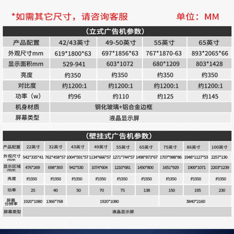 DBCK品牌壁挂98寸楼宇电梯广告机商场宣传信息发布数字标牌DBCK-1000BA高清大图