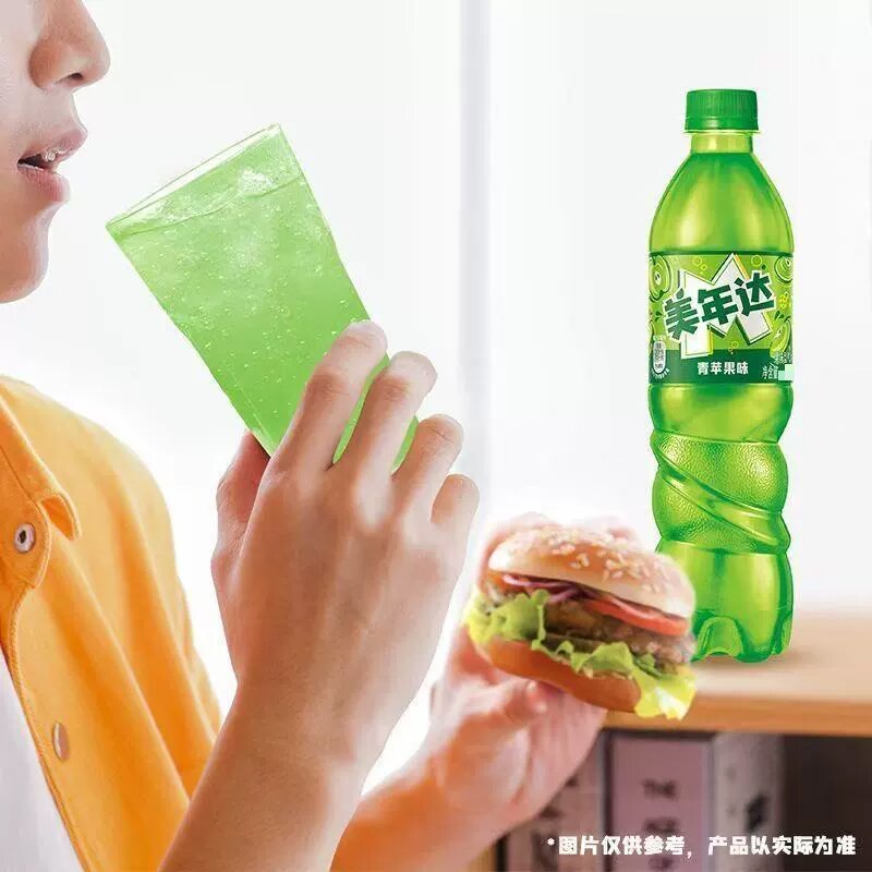 百事pepsi 百事可乐 美年达苹果、葡萄、 西瓜味汽水碳酸饮料600ml*4瓶饮料高清大图