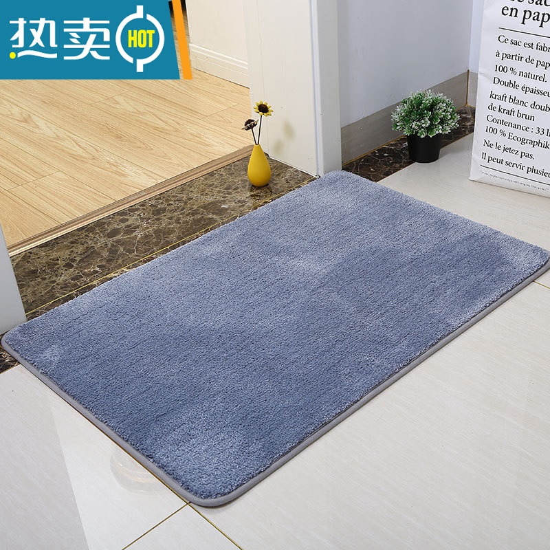 敬平金黄纯色地垫门垫50*80cm踩脚垫浴室防滑垫机洗可定制入户门厅垫 灰色