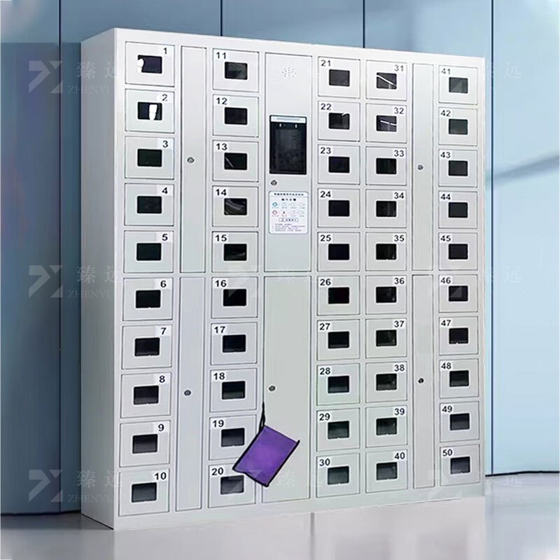 臻远 ZY-X380 50门人脸识别手机管理柜在位监测手机柜智能柜