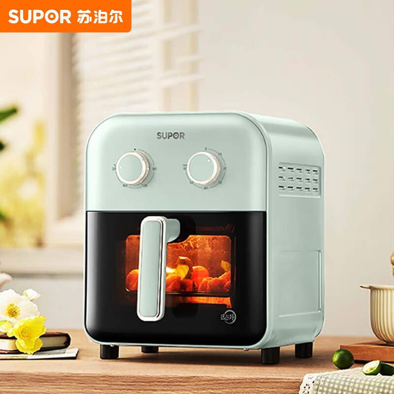 苏泊尔可视窗口免翻面5升大容量可拆洗远红外蒸汽嫩炸空气炸锅KJ50D63高清大图