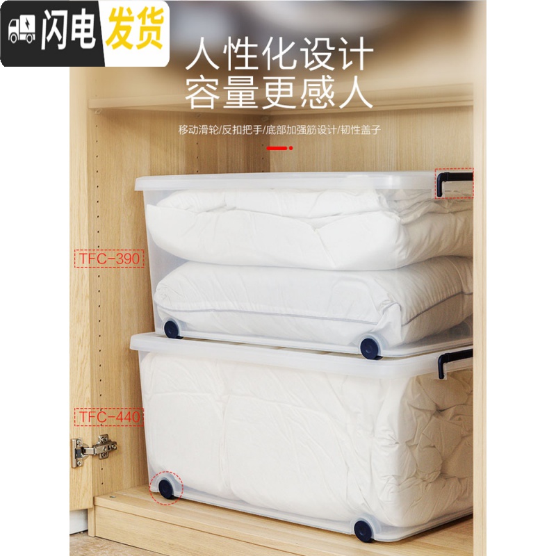 三维工匠透明塑料收纳盒特大号衣服儿童整理箱有盖收纳箱家用爱丽丝高清大图