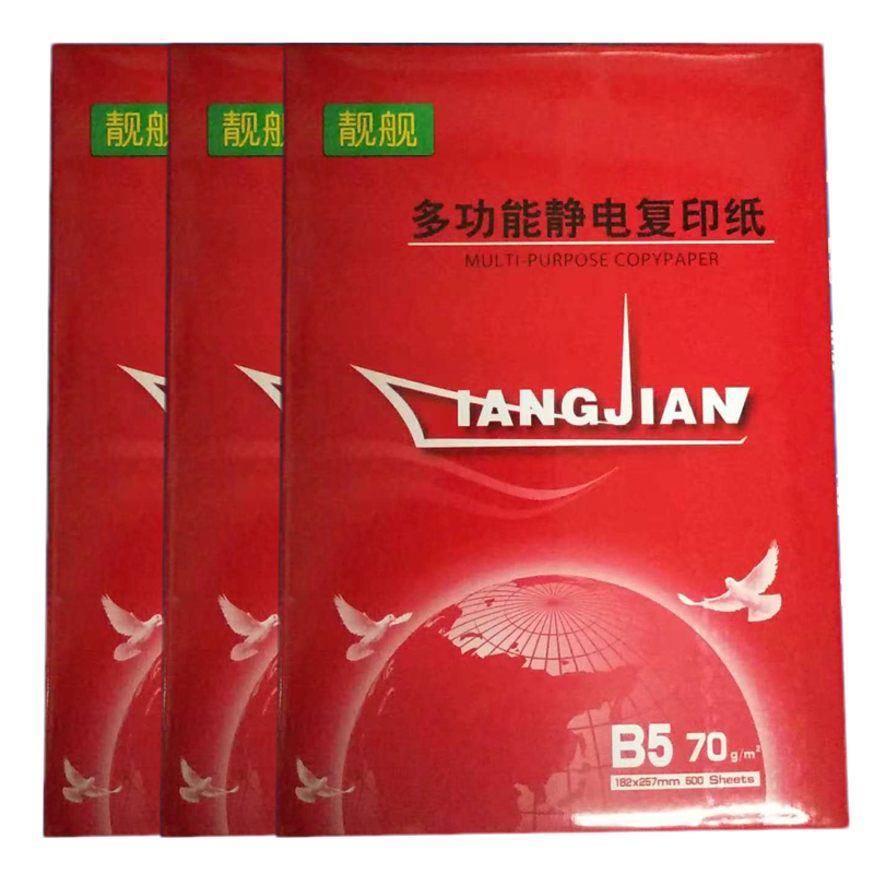 晨鸣 B5靓舰复印纸 70G 打印白纸 办公用纸 纯木浆 试卷纸 8包/箱