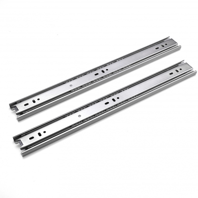 不锈钢抽屉轨道三节轨钢珠滑轨闪电客家具导轨书桌衣柜抽屉道轨不锈钢
