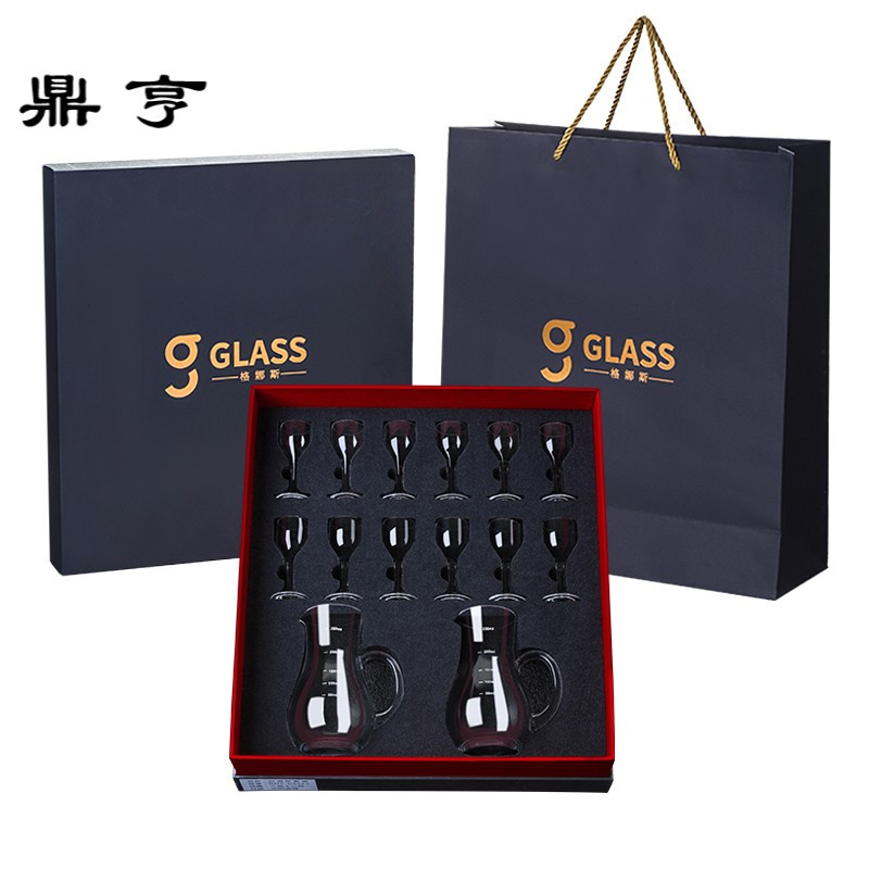 鼎亨水晶玻璃白酒杯套装酒具家用小酒盅一口杯创意分酒器礼盒装