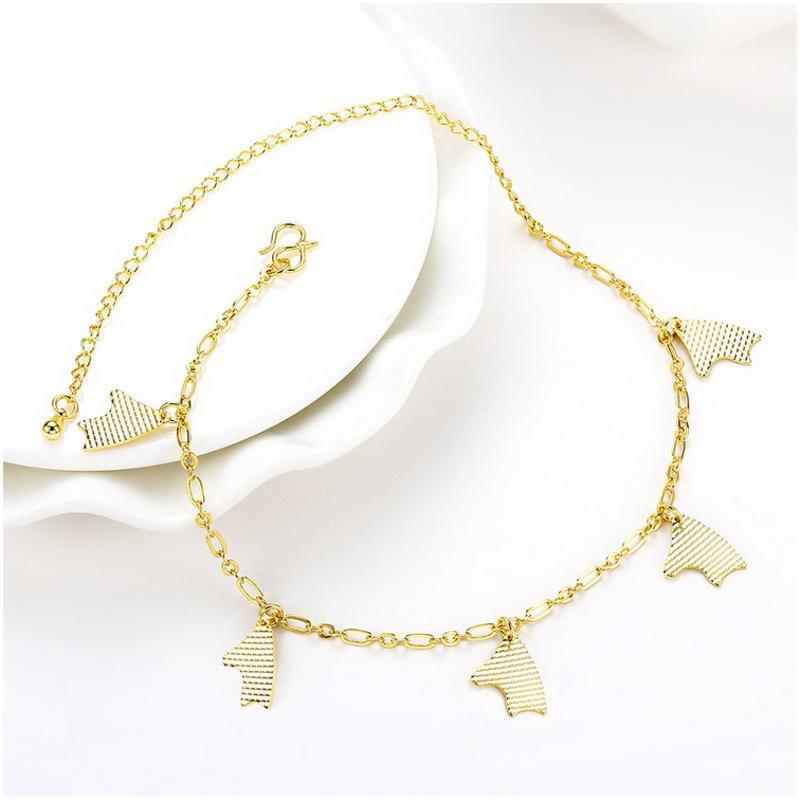 A049-A Women 18K yellow gold anklet jewelry 镀黄金色女脚链潮