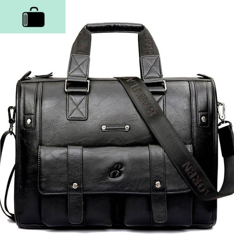 男包商务手提包横款男士包包单肩包斜挎包休闲电脑包公文包男皮包NEW LAKE男士手提包图片