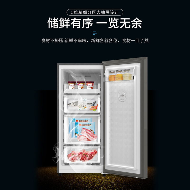 澳柯玛风冷无霜立式冷冻柜BD-136WH晶韵蓝高清大图