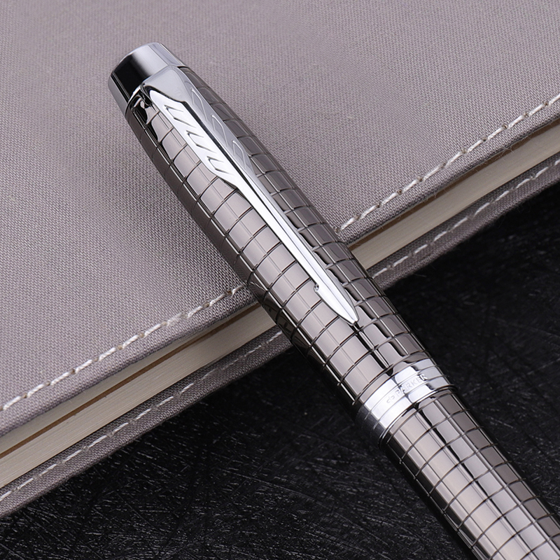 派克PARKER 签字笔 IM金属灰格子纹宝珠笔 学生商务办公文具用品日常书写0.7mm宝珠笔芯