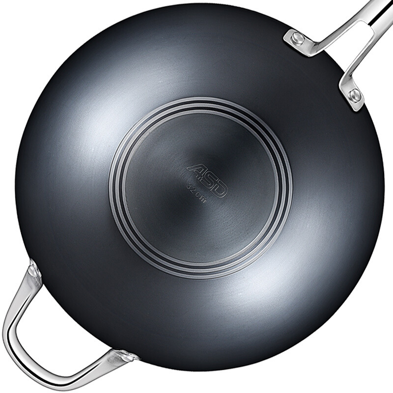 爱仕达(asd)炒锅 锈不了铁锅32cm无涂层 锅具炒菜锅
