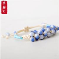 手工编织青花瓷手链 女陶瓷珠个性民族风饰品 小清新生日礼物送女朋友七夕情人节礼物
