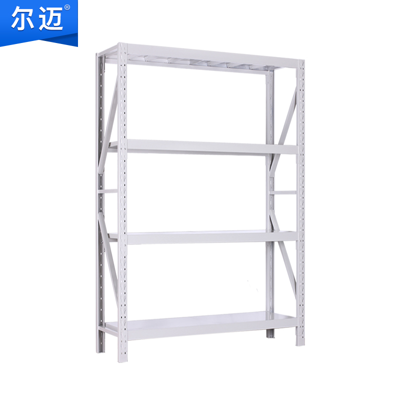 尔迈 中型仓库货架400KG/层重型仓储展示架工厂置物架 灰色1.5*0.6*2=4层