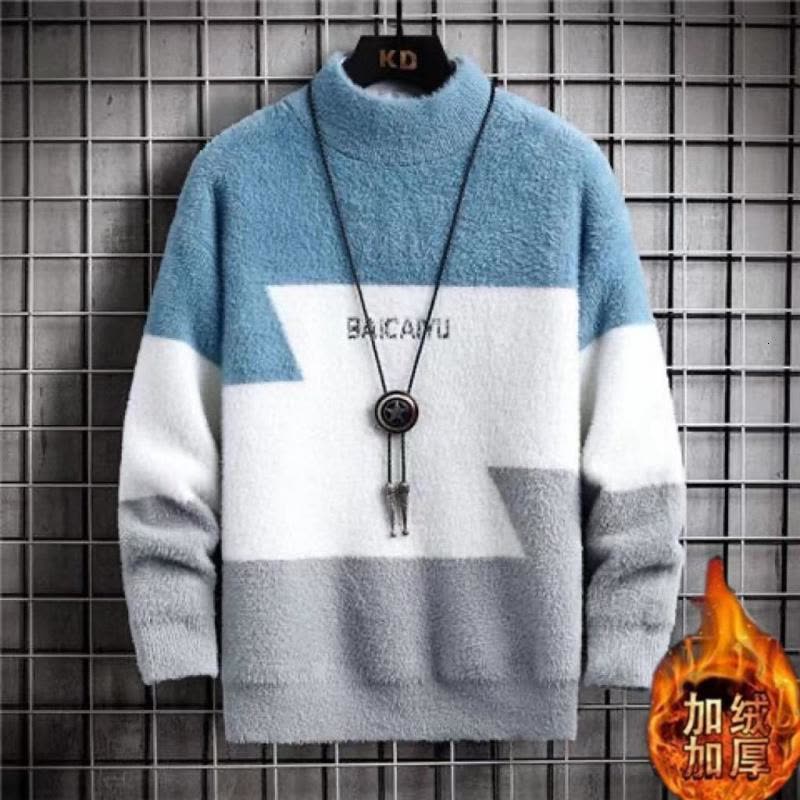 毛衣男秋冬季打底衫半高领中领帅气学生针织衫保暖青年上衣图片