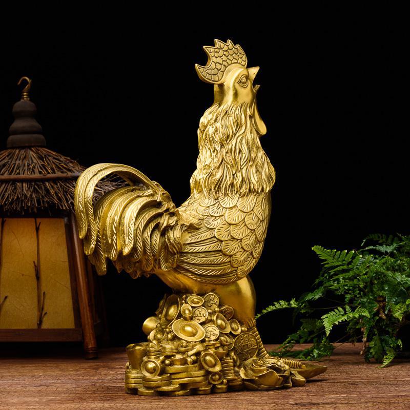 家柏饰(CORATED)铜公鸡摆件铜 金钱福字鸡金鸡报晓公鸡模型鸡摆件大公鸡高清大图
