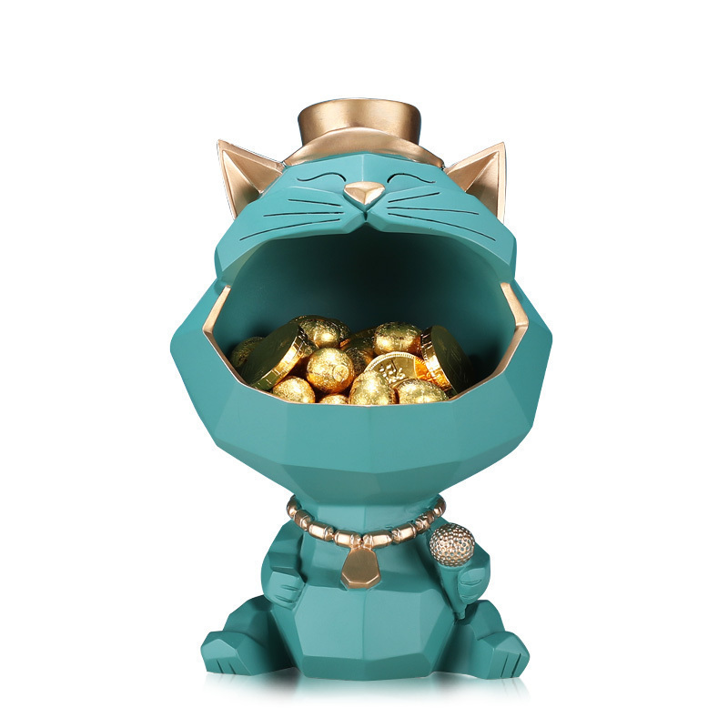 现代简约猫收纳摆件叮当猫北欧家居客厅玄关收银台装饰品_250_368