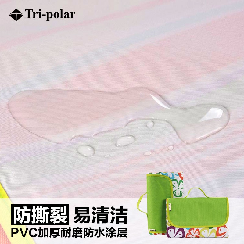 三极户外 野餐垫户外防潮垫牛津布防潮野餐垫折叠郊游垫野餐垫TP1201 蓝色彩条 200*150cm高清大图