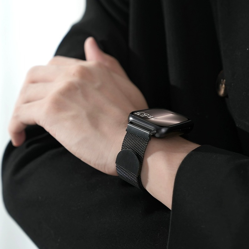 适用oppowatch3表带2/1SE/pro表带米兰磁吸渐变表带不锈钢金属替换带OPPO智能运动腕带1669XD