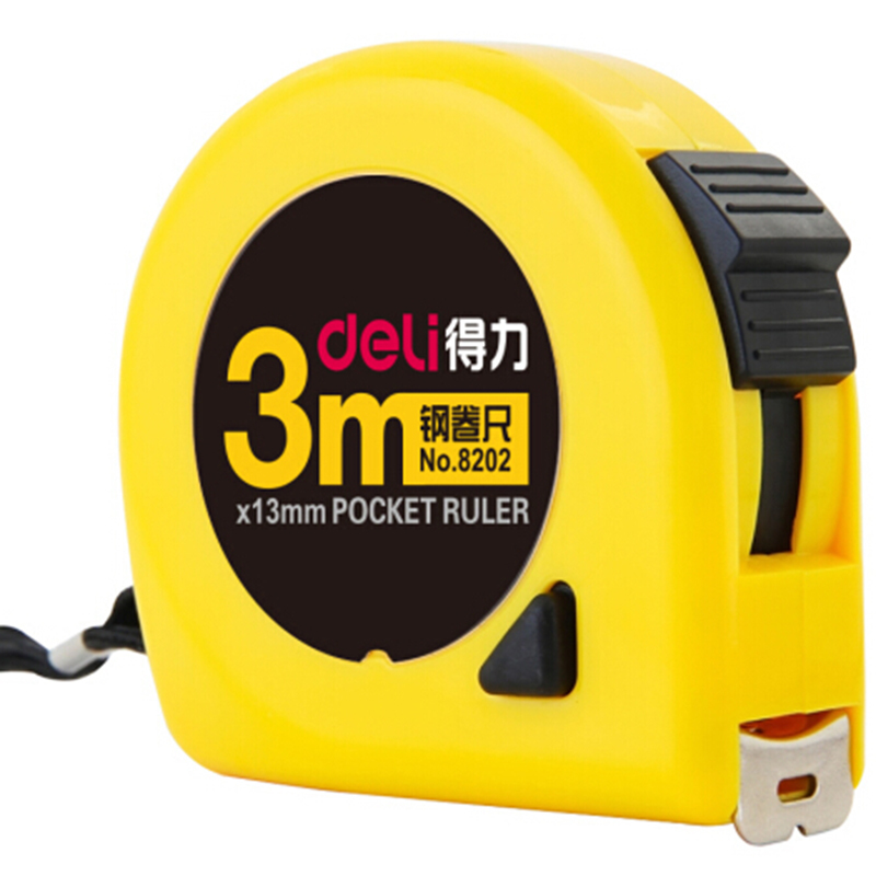 得力8202锁定功能钢卷尺 木工尺装修测量尺子 办公用品 3m