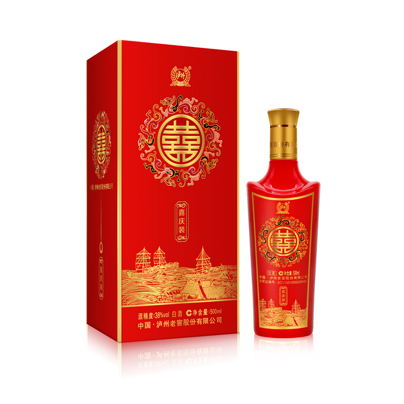 泸州老窖出品 双喜酒 38度 500ml*6瓶 整箱 浓香型 白酒